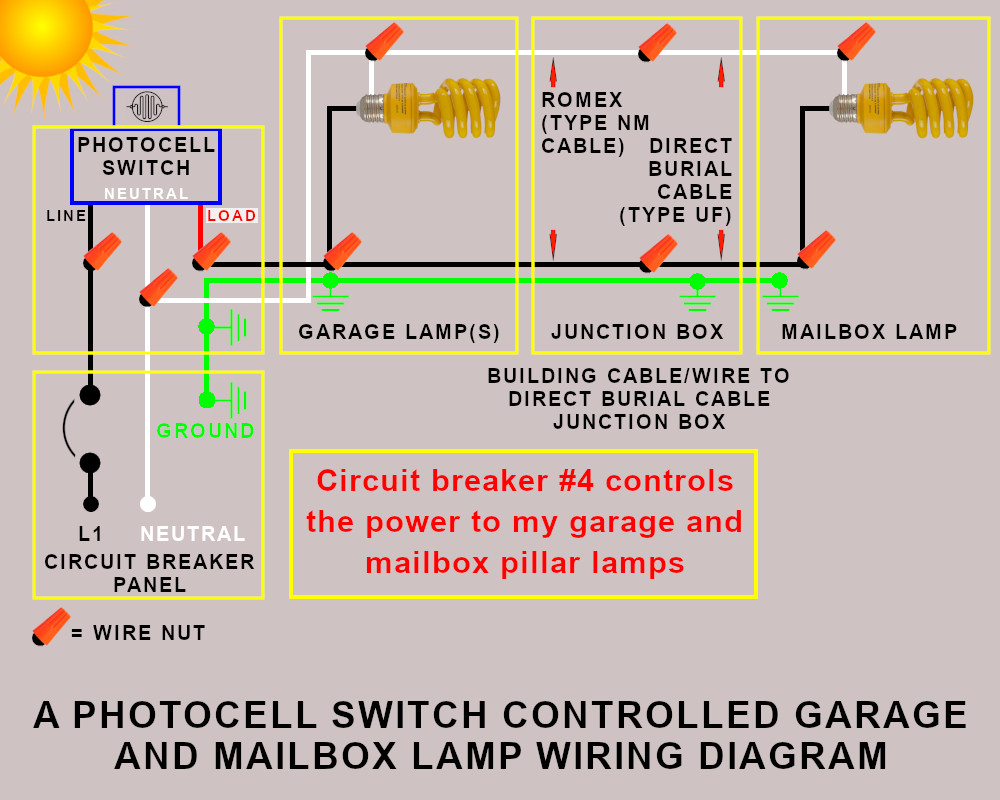  Wiring diagram for garage and mailbox lamps 